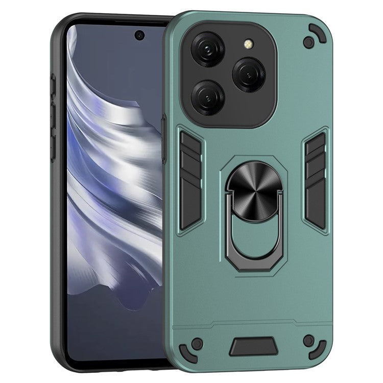 For TECNO Spark 20 Pro / Infinix Hot 40 / 40 Pro Case PC+TPU Kickstand Magnetic Car Mount Phone Cover - Green