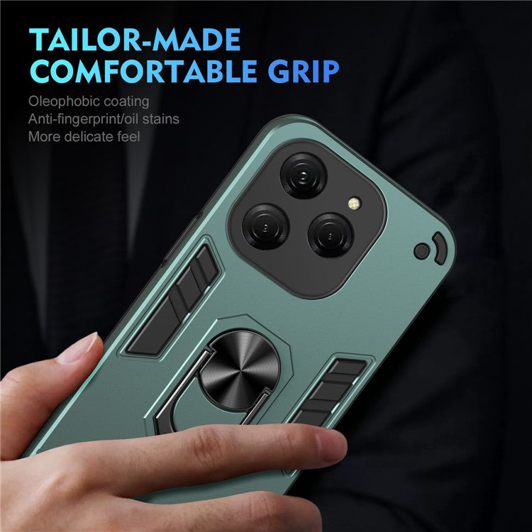 For TECNO Spark 20 Pro / Infinix Hot 40 / 40 Pro Case PC+TPU Kickstand Magnetic Car Mount Phone Cover - Green