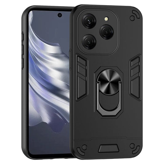 For TECNO Spark 20 Pro / Infinix Hot 40 / 40 Pro Case PC+TPU Kickstand Magnetic Car Mount Phone Cover - Black