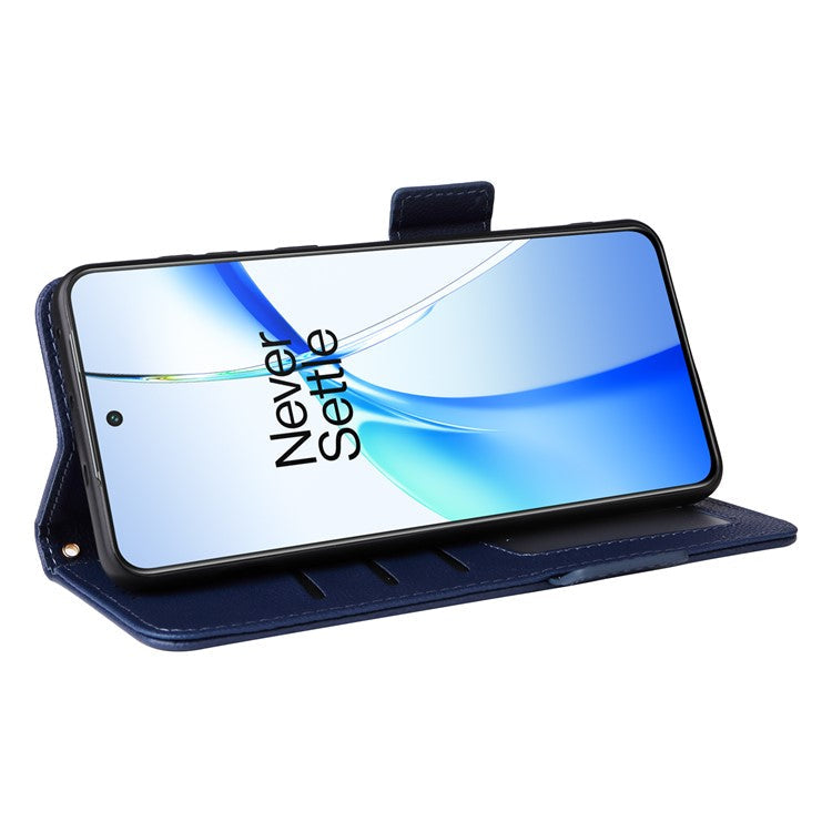 For OnePlus Ace 3V 5G Litchi Texture Case PU Leather Flip Wallet Phone Cover - Dark Blue