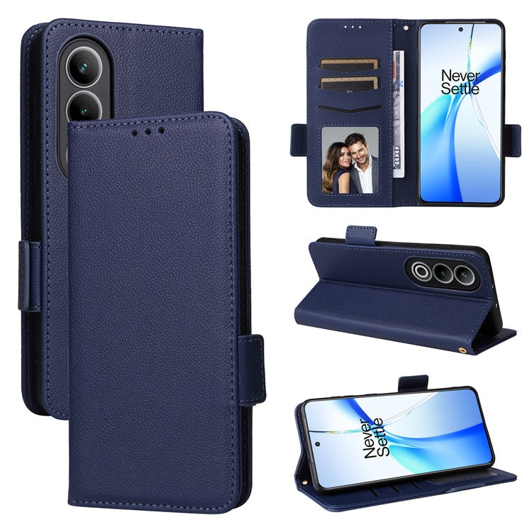 For OnePlus Ace 3V 5G Litchi Texture Case PU Leather Flip Wallet Phone Cover - Dark Blue
