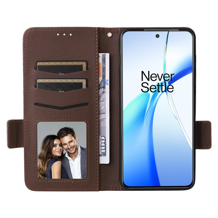 For OnePlus Ace 3V 5G Litchi Texture Case PU Leather Flip Wallet Phone Cover - Brown