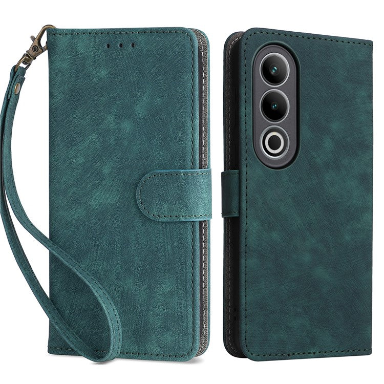 For OnePlus Ace 3V 5G Case RFID Blocking Wallet Leather Cellphone Cover with Hand Strap - Green