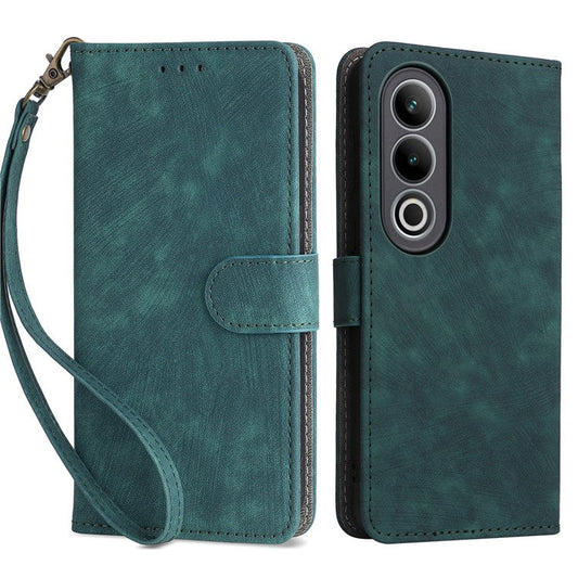 For OnePlus Ace 3V 5G Case RFID Blocking Wallet Leather Cellphone Cover with Hand Strap - Green