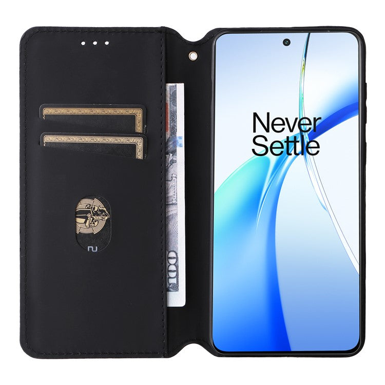 For OnePlus Ace 3V 5G Leather Phone Cover Rhombus Imprinted Wallet - Blue