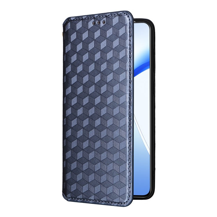 For OnePlus Ace 3V 5G Leather Phone Cover Rhombus Imprinted Wallet - Blue