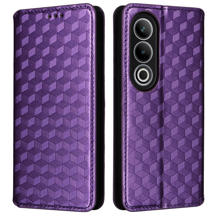 For OnePlus Ace 3V 5G Leather Phone Cover Rhombus Imprinted Wallet - Purple