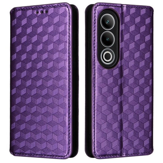 For OnePlus Ace 3V 5G Leather Phone Cover Rhombus Imprinted Wallet - Purple