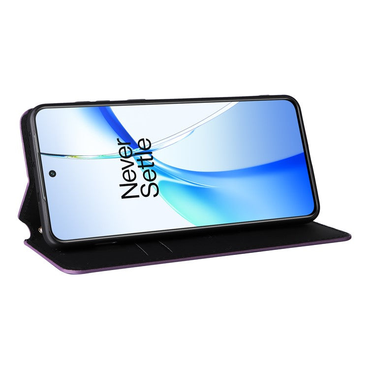 For OnePlus Ace 3V 5G Leather Phone Cover Rhombus Imprinted Wallet - Purple