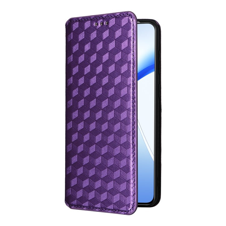 For OnePlus Ace 3V 5G Leather Phone Cover Rhombus Imprinted Wallet - Purple