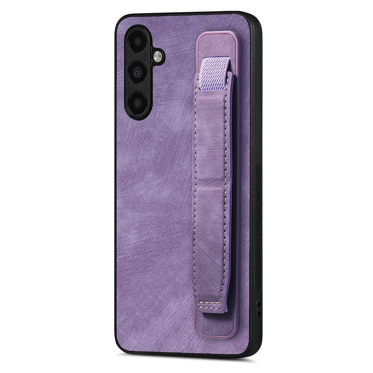 D11 For Samsung Galaxy A24 4G (162.1 x 77.6 x 8.3mm) PU Leather+TPU Case Wristband Phone Shell - Purple
