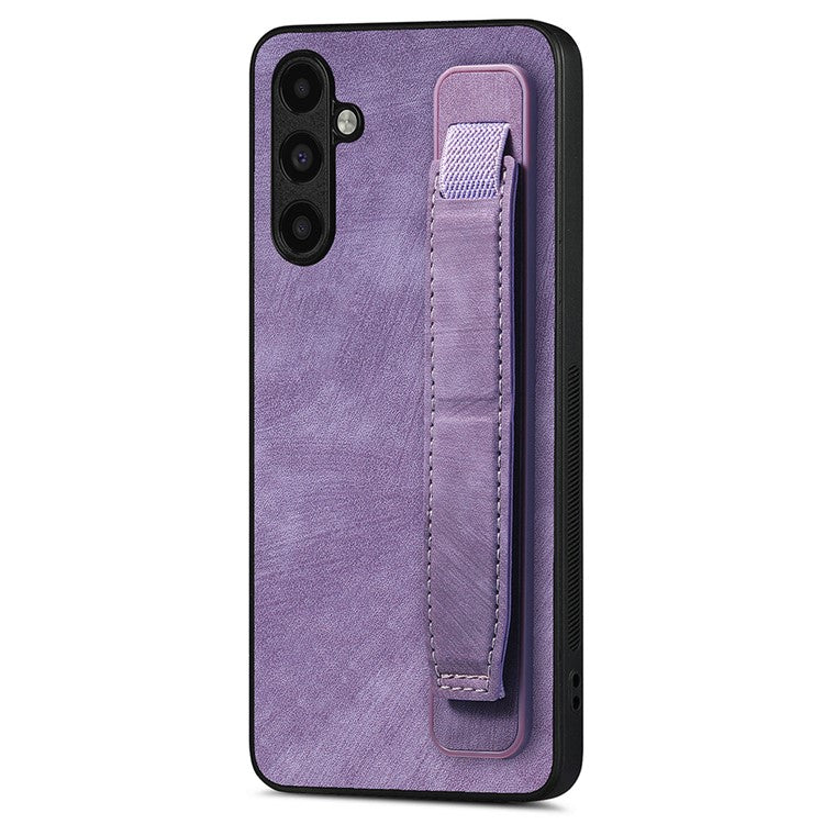 D11 For Samsung Galaxy S23 FE PU+TPU Phone Cover Retro Texture Kickstand Case - Purple