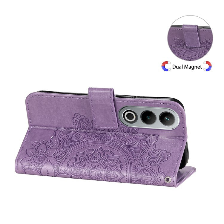 For OnePlus Ace 3V 5G Cell Phone Stand Case Imprinted Flower Pattern Wallet Cover - Purple