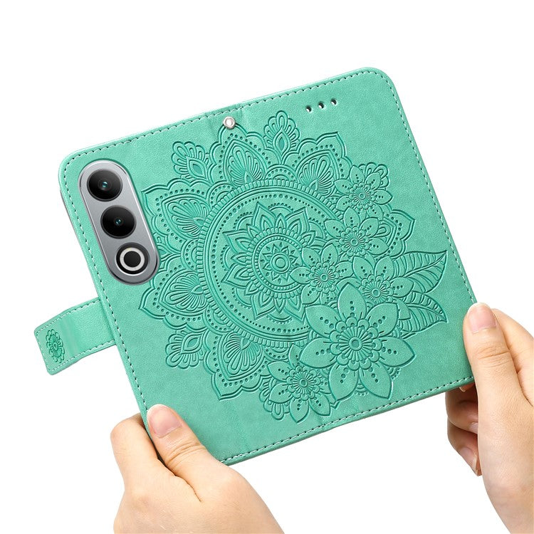 For OnePlus Ace 3V 5G Cell Phone Stand Case Imprinted Flower Pattern Wallet Cover - Green