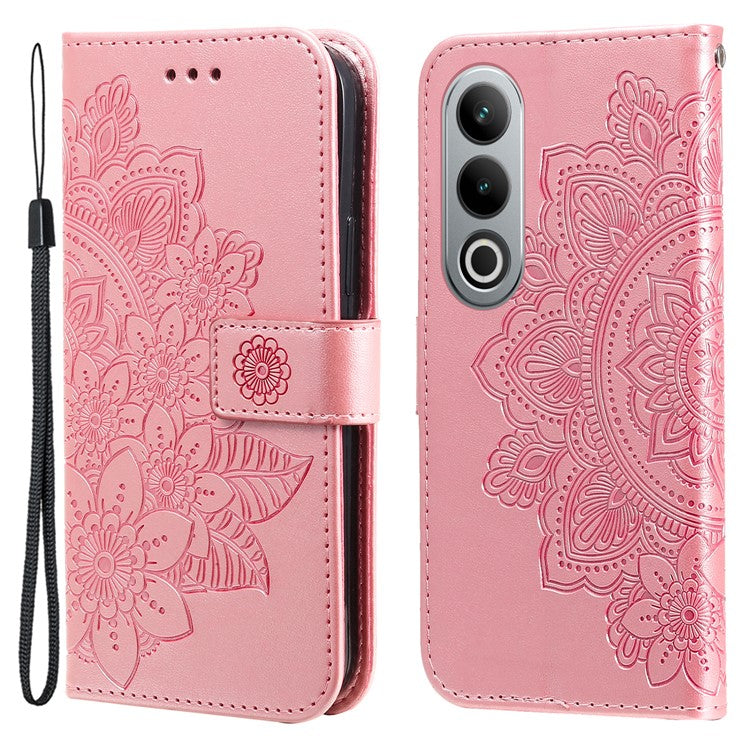 For OnePlus Ace 3V 5G Cell Phone Stand Case Imprinted Flower Pattern Wallet Cover - Pink