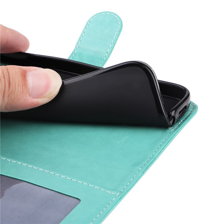 For Samsung Galaxy M15 5G / F15 5G PU Leather Phone Case Imprinted Sunflower Card Holder Stand Phone Cover - Green