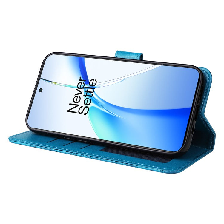 For OnePlus Ace 3V 5G Leather Case Wallet Style Imprinted Sunflower Cell Phone Cover - Blue