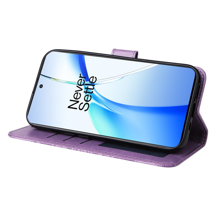 For OnePlus Ace 3V 5G Leather Case Wallet Style Imprinted Sunflower Cell Phone Cover - Purple