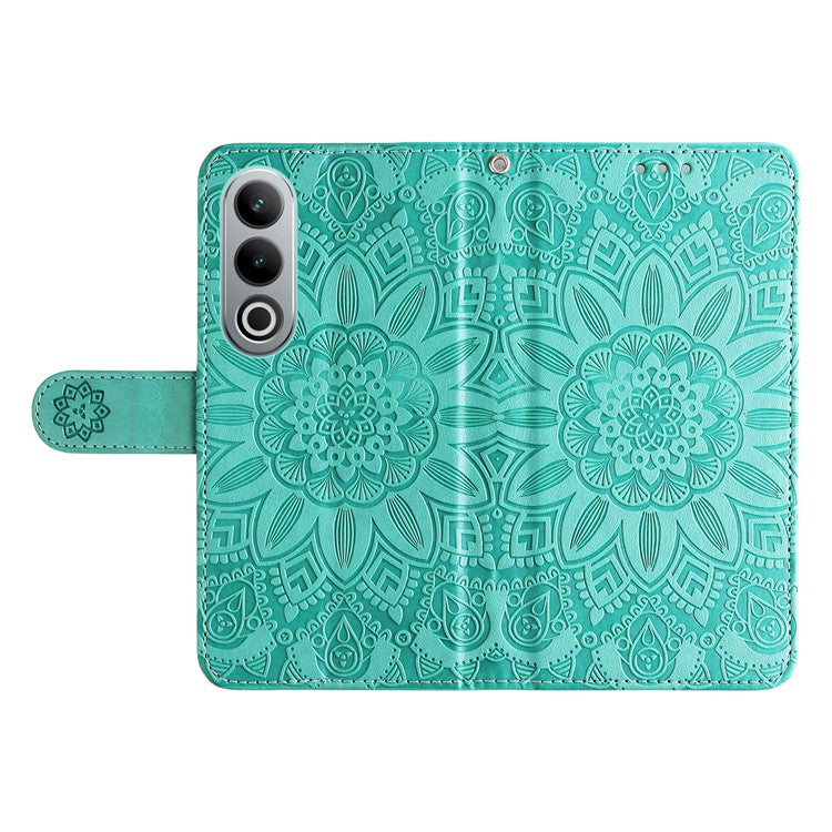 For OnePlus Ace 3V 5G Leather Case Wallet Style Imprinted Sunflower Cell Phone Cover - Green