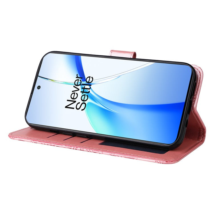 For OnePlus Ace 3V 5G Leather Case Wallet Style Imprinted Sunflower Cell Phone Cover - Pink