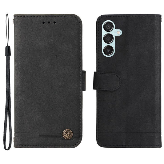 For Samsung Galaxy M15 5G / F15 5G Wallet Case Skin-touch Feel Leather Phone Cover - Black