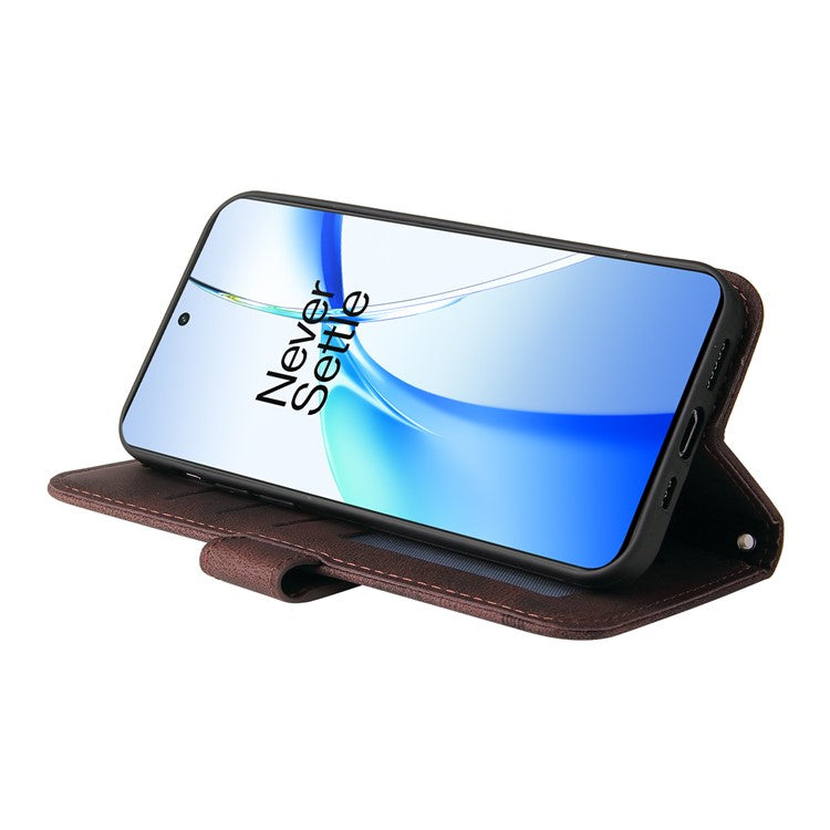 For OnePlus Ace 3V 5G Case PU Leather Magnetic Buckle Flip Phone Cover - Brown