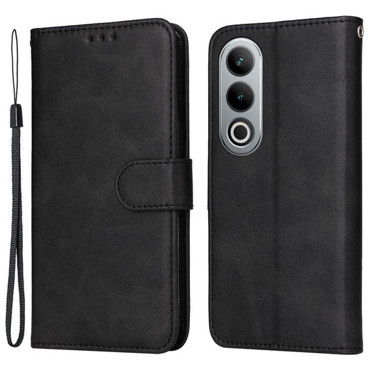 For OnePlus Ace 3V 5G Case PU Leather 3 Card Slots Wallet Calf Texture Phone Cover - Black