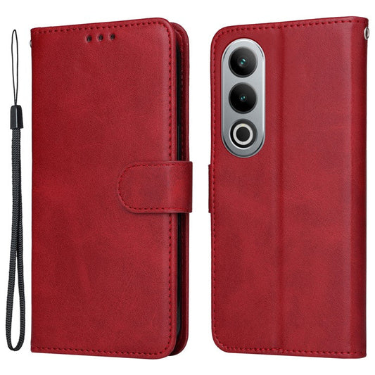 For OnePlus Ace 3V 5G Case PU Leather 3 Card Slots Wallet Calf Texture Phone Cover - Red