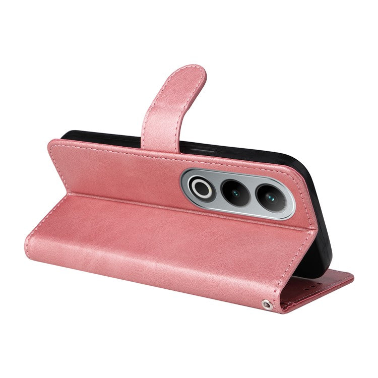 For OnePlus Ace 3V 5G Case PU Leather 3 Card Slots Wallet Calf Texture Phone Cover - Pink