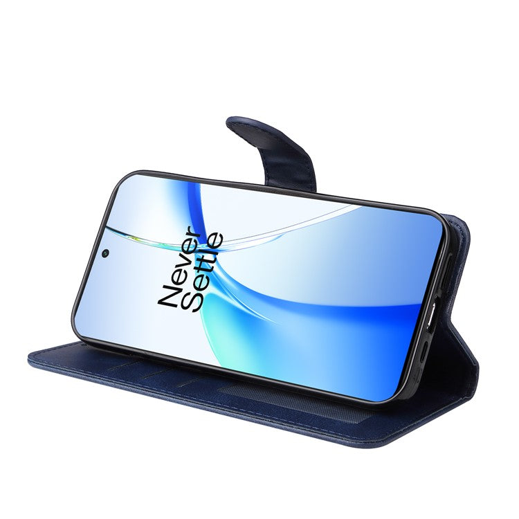 For OnePlus Ace 3V 5G Case PU Leather 3 Card Slots Wallet Calf Texture Phone Cover - Blue