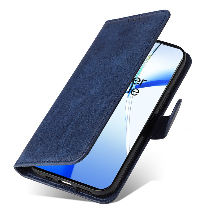 For OnePlus Ace 3V 5G Case PU Leather 3 Card Slots Wallet Calf Texture Phone Cover - Blue