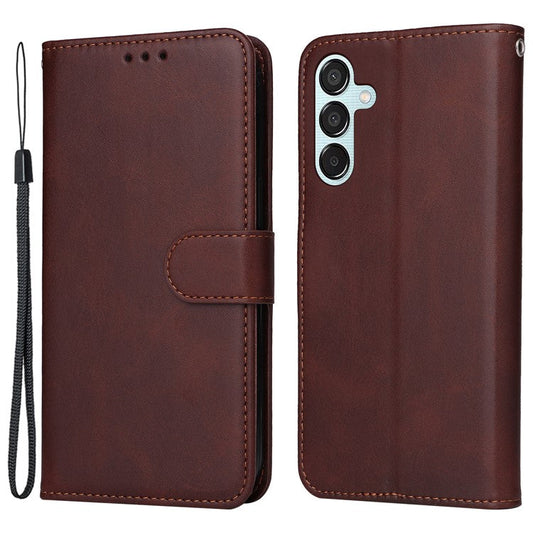 For Samsung Galaxy M15 5G / F15 5G Case PU Leather Phone Cover with Viewing Stand / 3 Card Holder - Brown