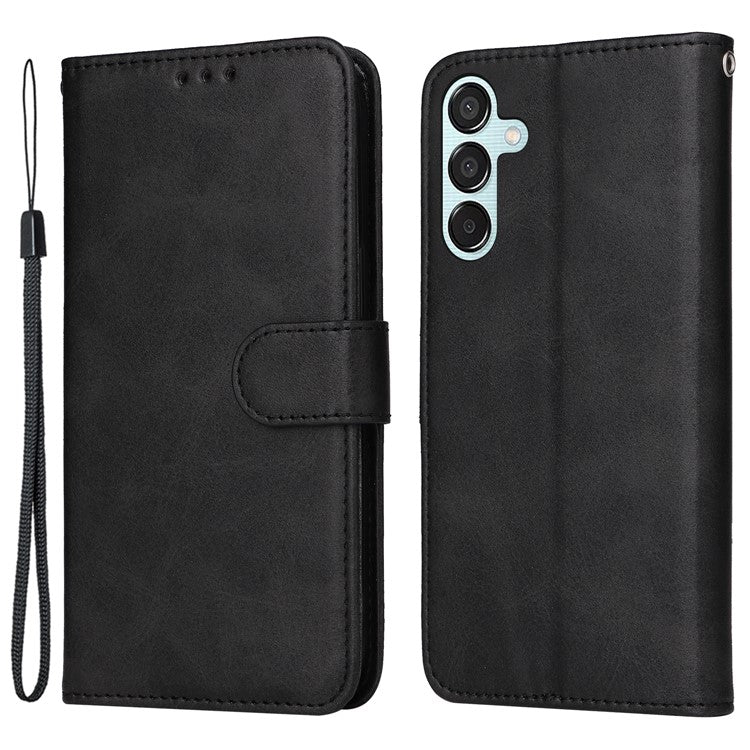 For Samsung Galaxy M15 5G / F15 5G Case PU Leather Phone Cover with Viewing Stand / 3 Card Holder - Black