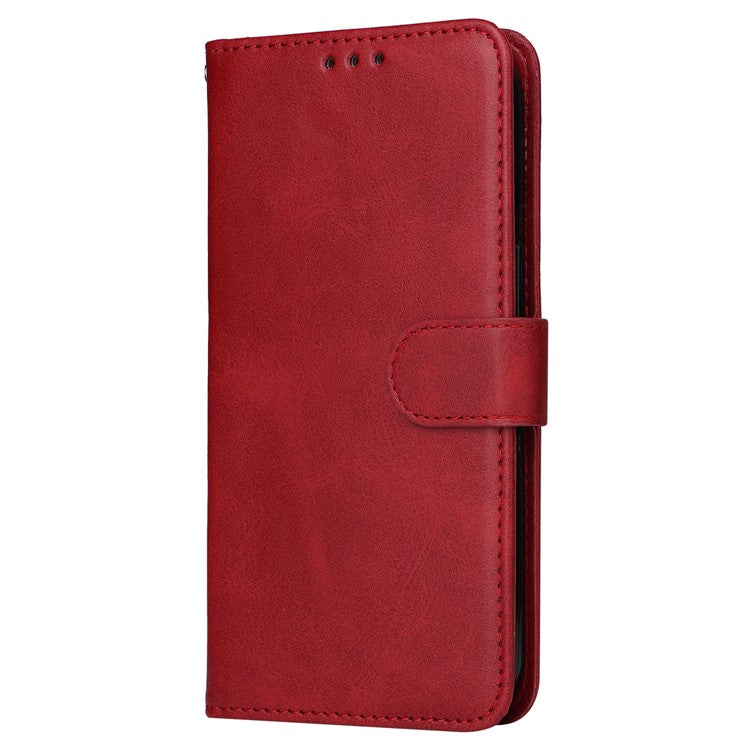 For Samsung Galaxy M15 5G / F15 5G Case PU Leather Phone Cover with Viewing Stand / 3 Card Holder - Red