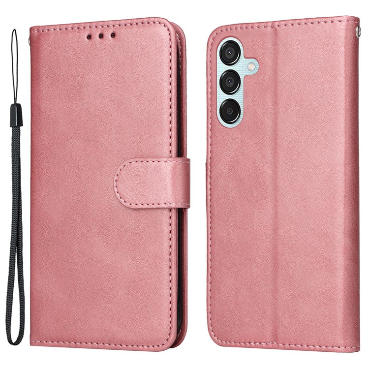For Samsung Galaxy M15 5G / F15 5G Case PU Leather Phone Cover with Viewing Stand / 3 Card Holder - Pink