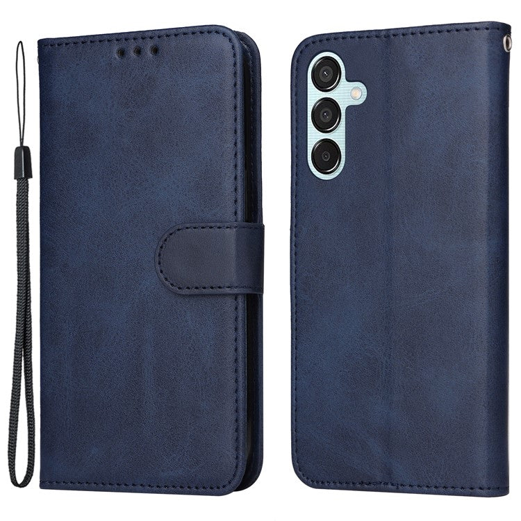 For Samsung Galaxy M15 5G / F15 5G Case PU Leather Phone Cover with Viewing Stand / 3 Card Holder - Blue