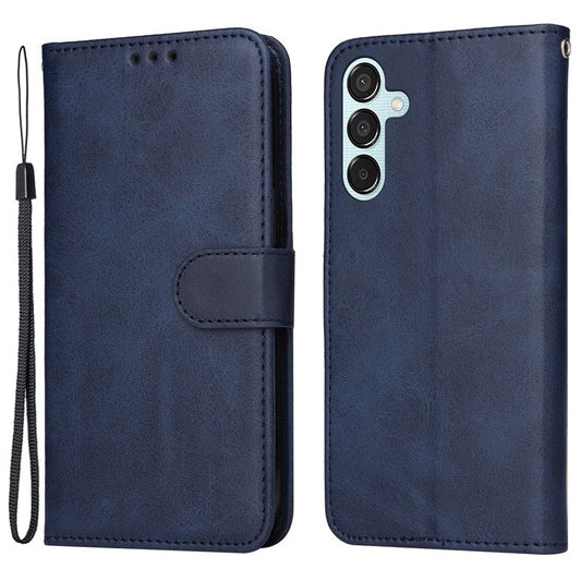 For Samsung Galaxy M15 5G / F15 5G Case PU Leather Phone Cover with Viewing Stand / 3 Card Holder - Blue