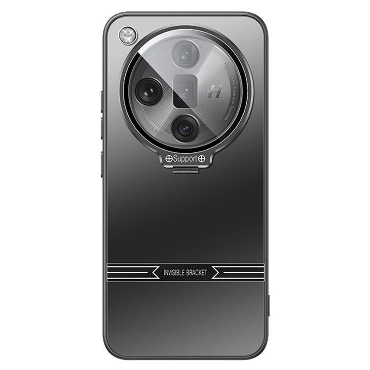 Phone Case for Oppo Find X7 5G PC+TPU Cover with Lens Film Matte Kickstand Cover - Black