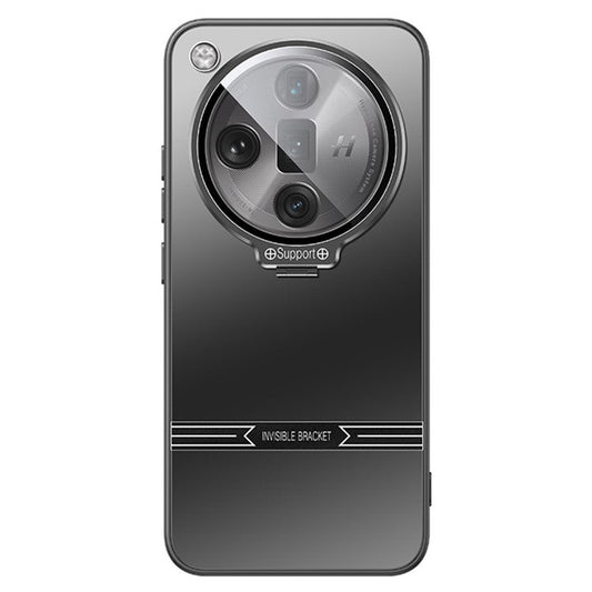 Phone Case for Oppo Find X7 5G PC+TPU Cover with Lens Film Matte Kickstand Cover - Black