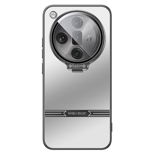 Phone Case for Oppo Find X7 5G PC+TPU Cover with Lens Film Matte Kickstand Cover - Silver