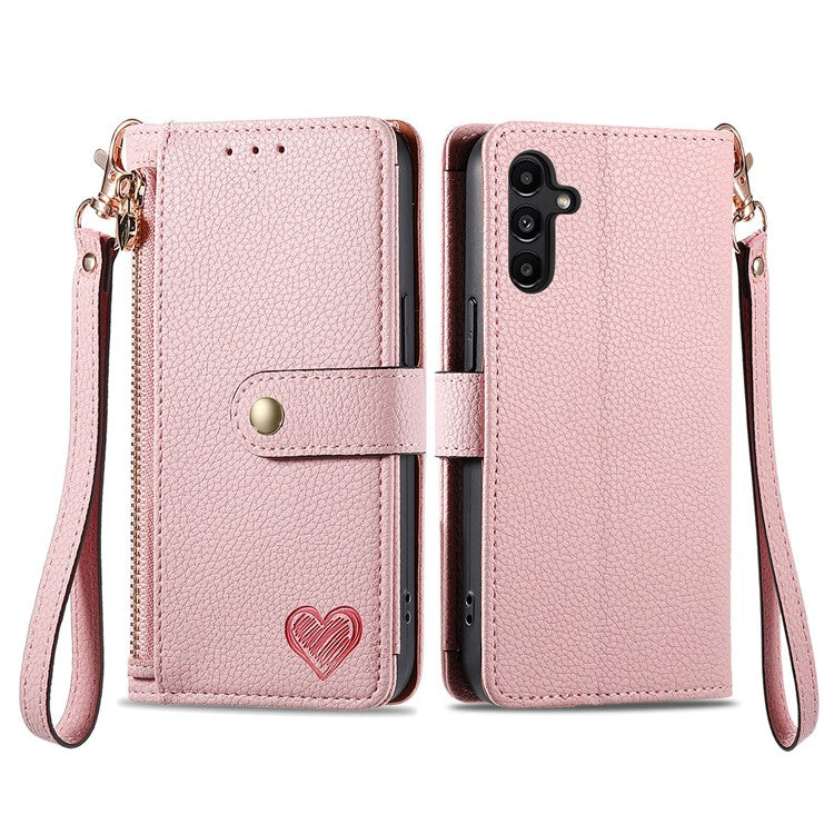 For Samsung Galaxy A13 5G Case RFID Blocking Leather Flip Phone Cover with Purse Card Holders - Pink