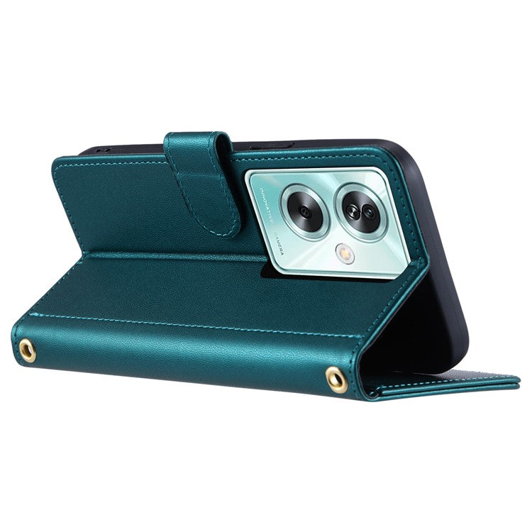 For Oppo A79 5G / A2 5G / OnePlus Nord N30 SE 5G Case Rhombus Grid Leather Crossbody Phone Cover - Green