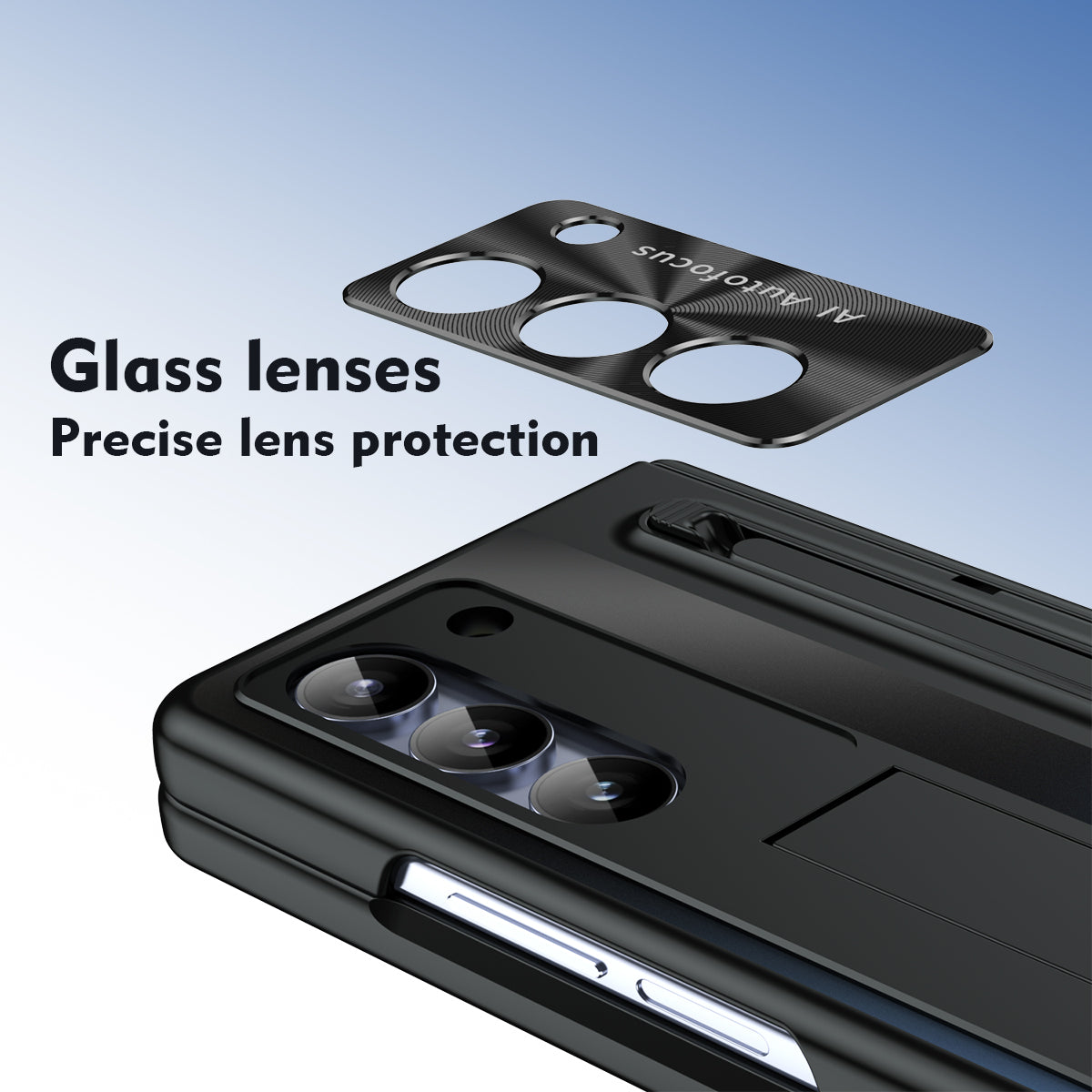 For Samsung Galaxy Z Fold6 5G Kickstand Case Hinge PC Phone Cover with Tempered Glass Film / Stylus - Black