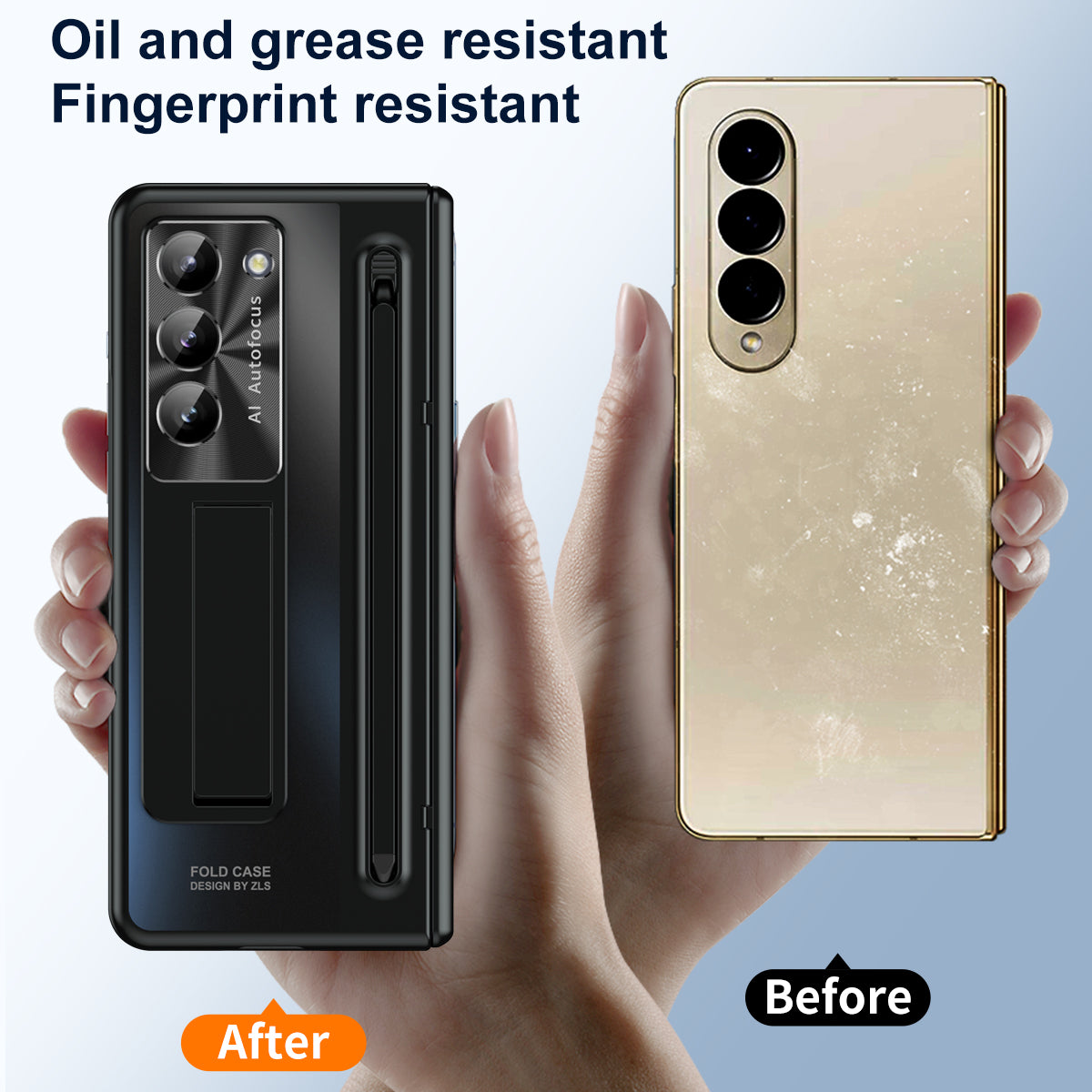 For Samsung Galaxy Z Fold6 5G Kickstand Case Hinge PC Phone Cover with Tempered Glass Film / Stylus - Black