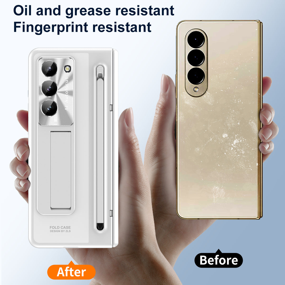 For Samsung Galaxy Z Fold6 5G Kickstand Case Hinge PC Phone Cover with Tempered Glass Film / Stylus - White