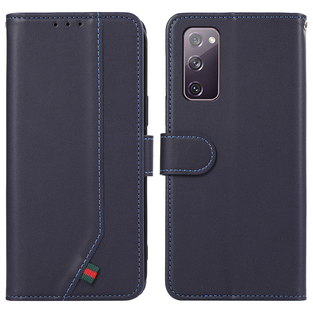 For Samsung Galaxy S20 FE / S20 FE 5G / S20 FE 2022 / S20 Lite Phone Case RFID Blocking Anti-scratch Leather Cover - Blue