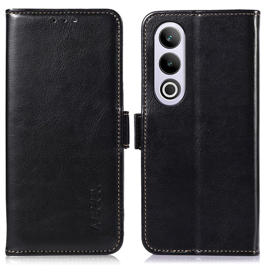 ABEEL For OnePlus Nord CE4 5G Wallet Case PU Leather Crazy Horse Texture Folio Phone Cover - Black