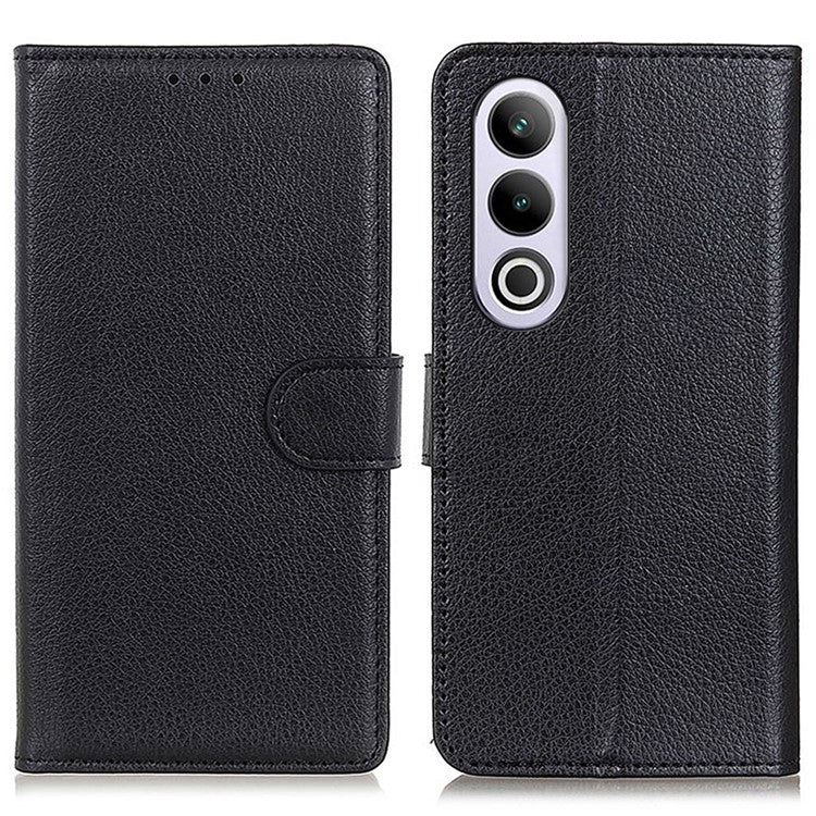 For OnePlus Nord CE4 5G Case Litchi Texture PU Leather Wallet Stand Phone Cover - Black