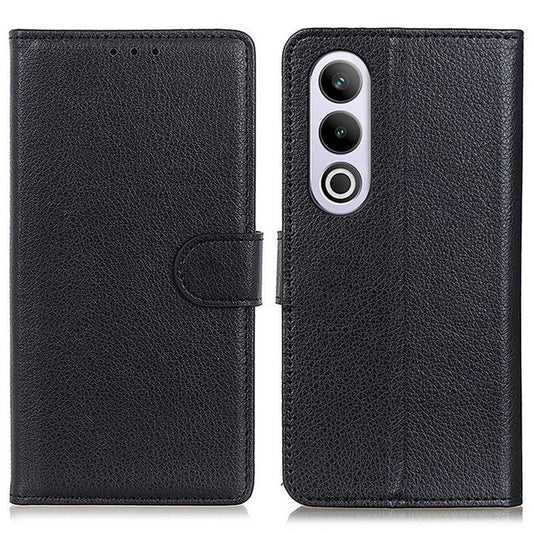 For OnePlus Nord CE4 5G Case Litchi Texture PU Leather Wallet Stand Phone Cover - Black