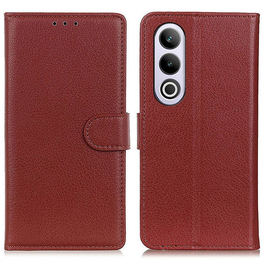 For OnePlus Nord CE4 5G Case Litchi Texture PU Leather Wallet Stand Phone Cover - Brown